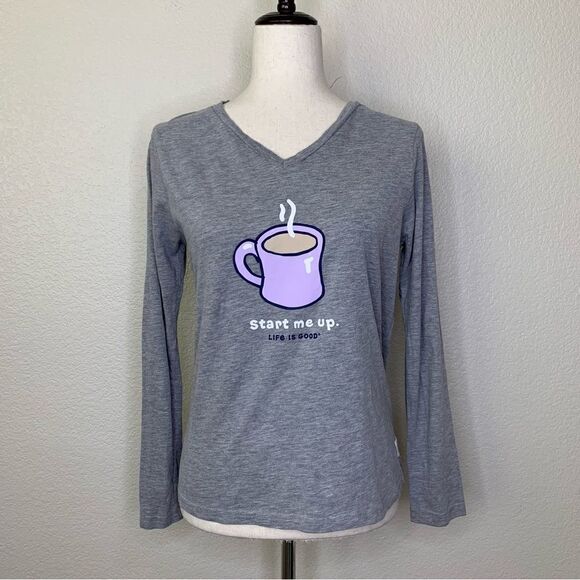 Life is Good Women’s Gray “Start Me Up” Long Sleeves Pullover Top - Picture 1 of 13